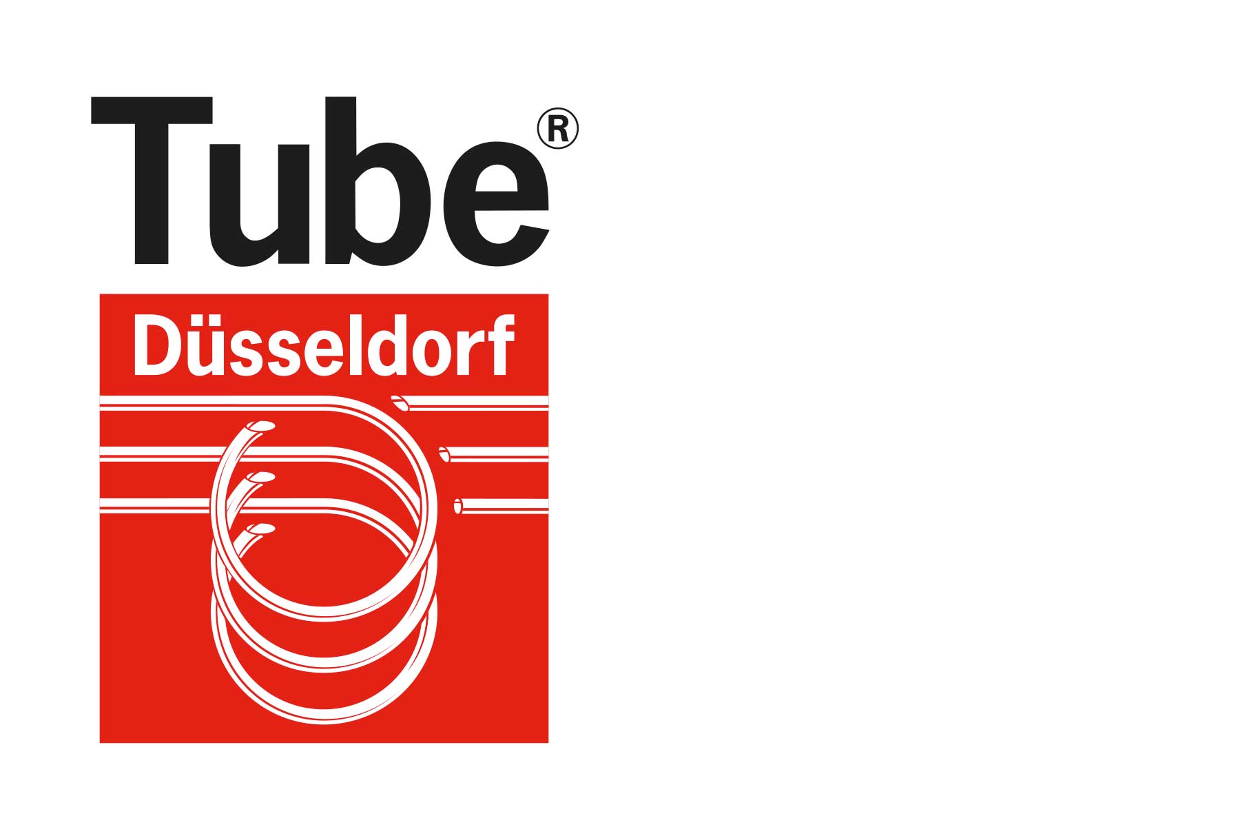 Messe Logo Tube in Düsseldorf in rot