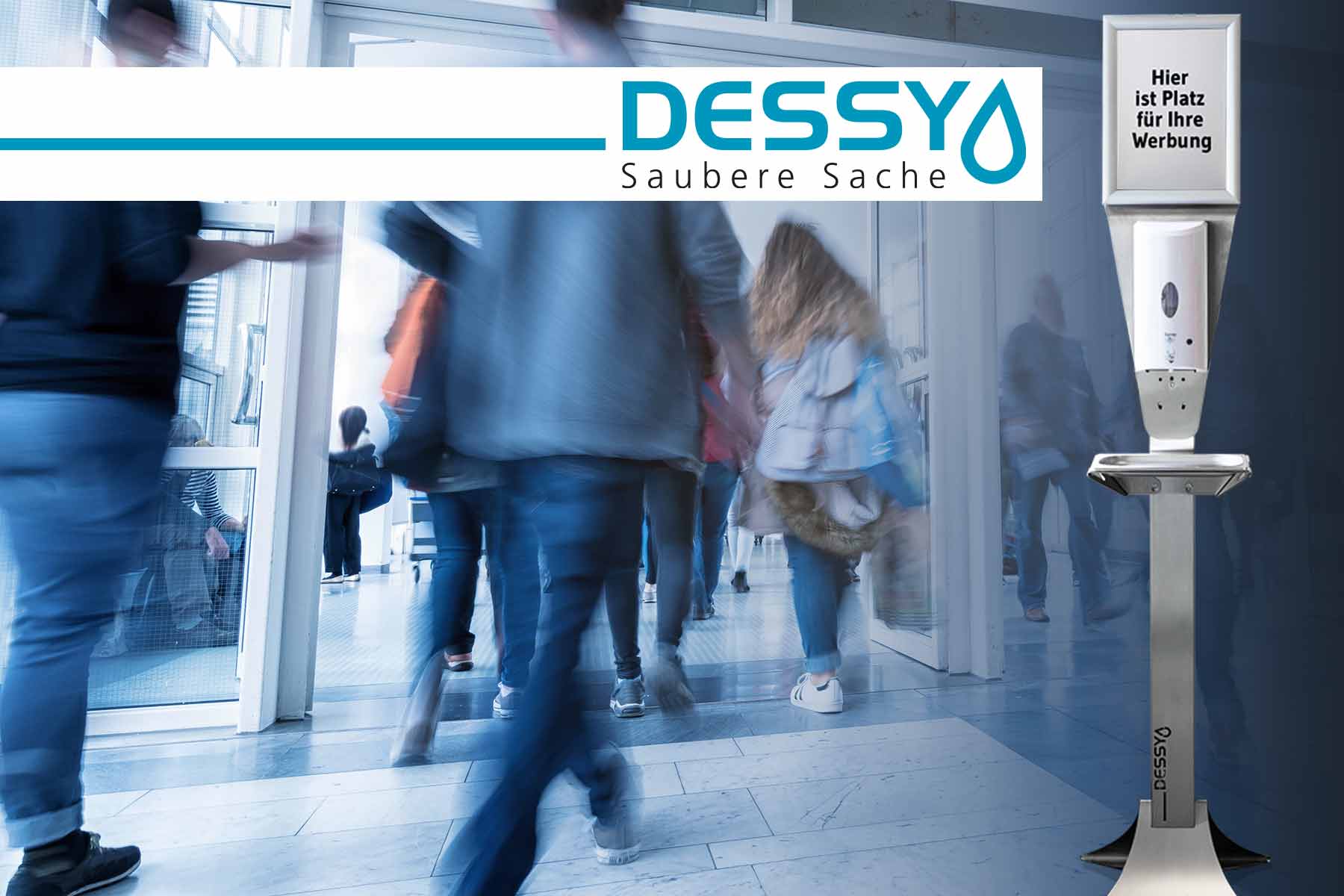 Desinfektionssäule aus Edelstahl: Professionelle Handhygiene mit berührungslosem Automatikspender Desinfektionssäule DESSY Premium aus Edelstahl